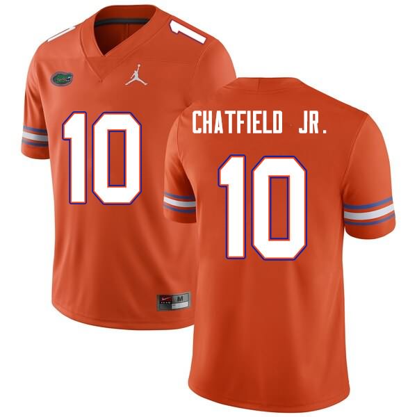 NCAA Florida Gators Andrew Chatfield Jr. Men's #10 Nike Orange Stitched Authentic College Football Jersey JMY2664FM